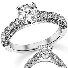 Moissanite & Diamond Cathedral Milgrain Engagement Ring (0.38ct)
