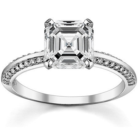 Moissanite & Diamond Knife Edge Engagement Ring (0.24ct)
