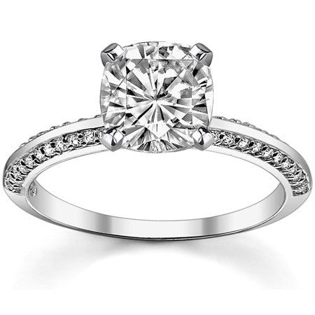 Moissanite & Diamond Knife Edge Engagement Ring (0.24ct)