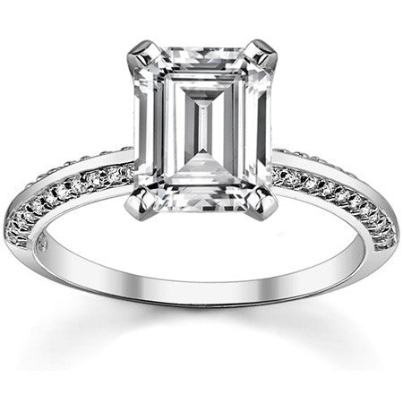 Moissanite & Diamond Knife Edge Engagement Ring (0.24ct)