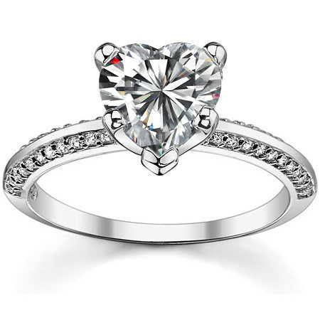 Moissanite & Diamond Knife Edge Engagement Ring (0.24ct)