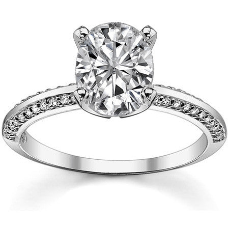 Moissanite & Diamond Knife Edge Engagement Ring (0.24ct)