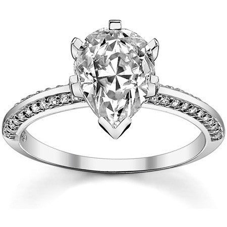 Moissanite & Diamond Knife Edge Engagement Ring (0.24ct)