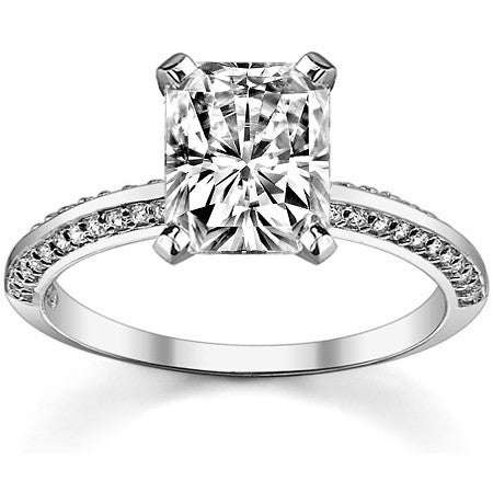 Moissanite & Diamond Knife Edge Engagement Ring (0.24ct)