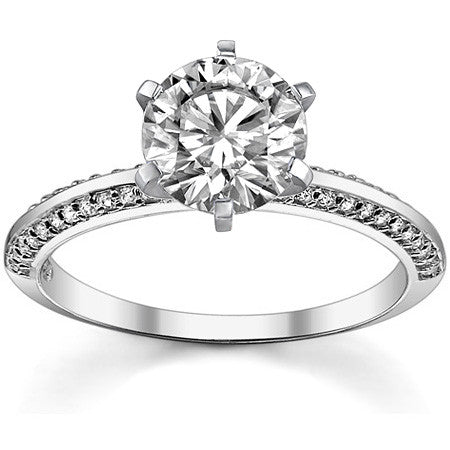 Moissanite & Diamond Knife Edge Engagement Ring (0.24ct)