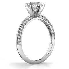Moissanite & Diamond Knife Edge Engagement Ring (0.24ct)