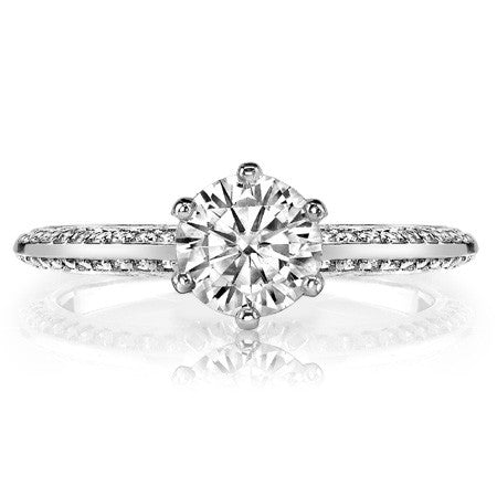 Moissanite & Diamond Knife Edge Engagement Ring (0.24ct)