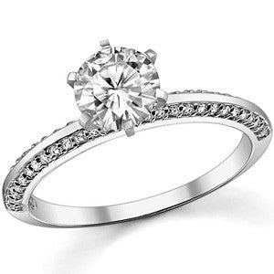 Moissanite & Diamond Knife Edge Engagement Ring (0.24ct)