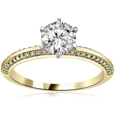 Moissanite & Diamond Knife Edge Engagement Ring (0.24ct)