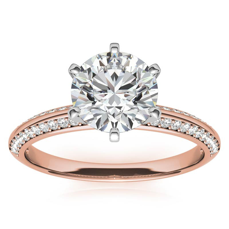 Moissanite & Diamond Knife Edge Engagement Ring (0.24ct)