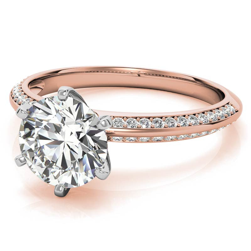 Moissanite & Diamond Knife Edge Engagement Ring (0.24ct)