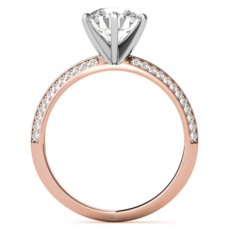 Moissanite & Diamond Knife Edge Engagement Ring (0.24ct)