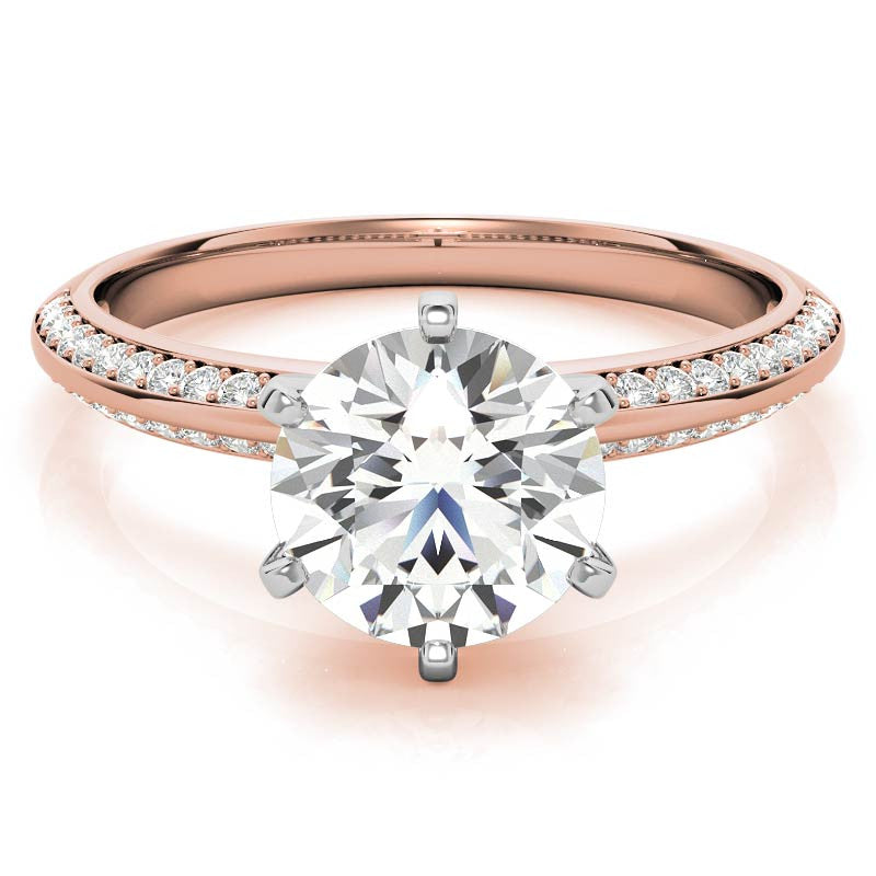 Moissanite & Diamond Knife Edge Engagement Ring (0.24ct)