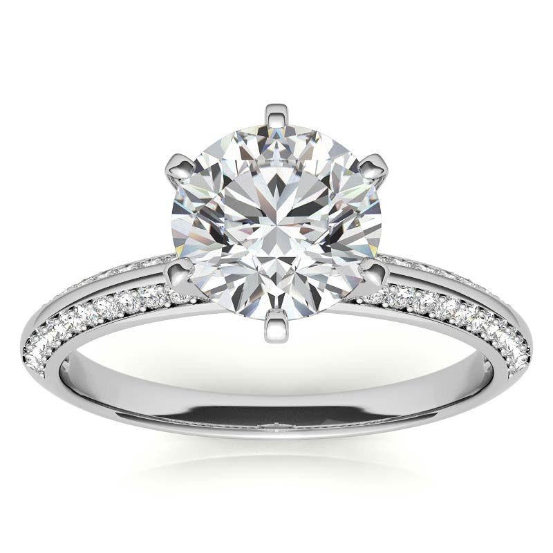 Moissanite & Diamond Knife Edge Engagement Ring (0.24ct)