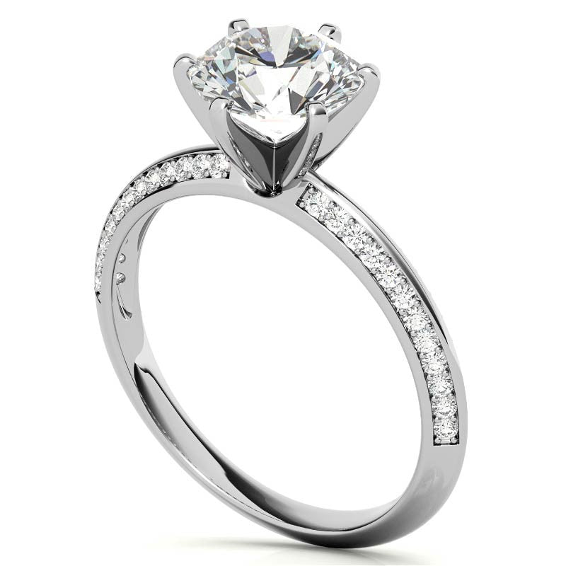 Moissanite & Diamond Knife Edge Engagement Ring (0.24ct)