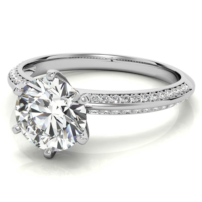 Moissanite & Diamond Knife Edge Engagement Ring (0.24ct)