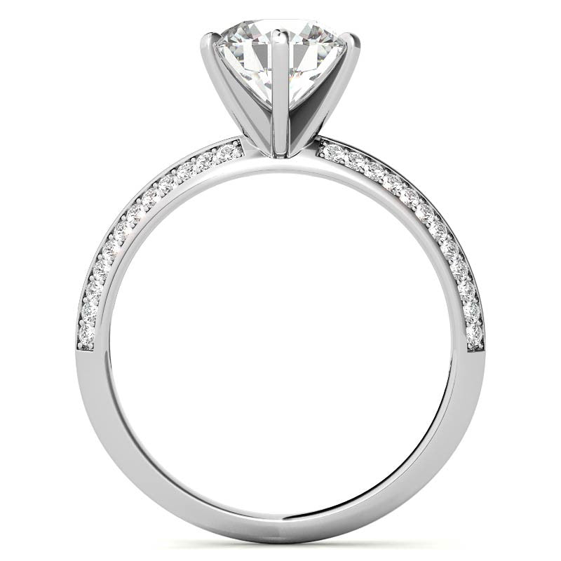 Moissanite & Diamond Knife Edge Engagement Ring (0.24ct)