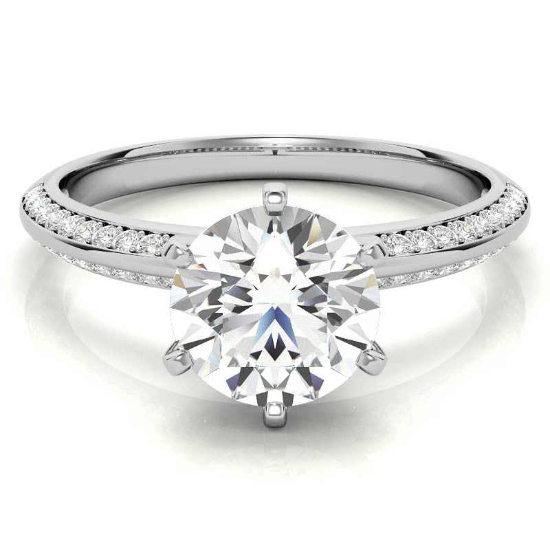 Moissanite & Diamond Knife Edge Engagement Ring (0.24ct)