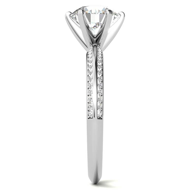 Moissanite & Diamond Knife Edge Engagement Ring (0.24ct)