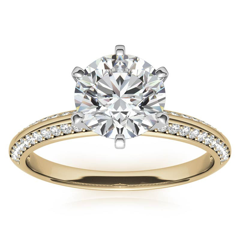Moissanite & Diamond Knife Edge Engagement Ring (0.24ct)