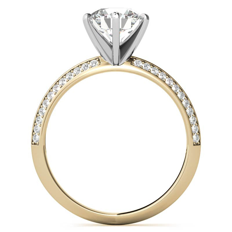 Moissanite & Diamond Knife Edge Engagement Ring (0.24ct)