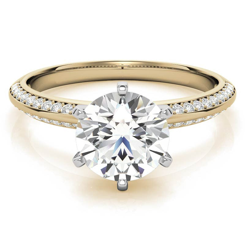 Moissanite & Diamond Knife Edge Engagement Ring (0.24ct)