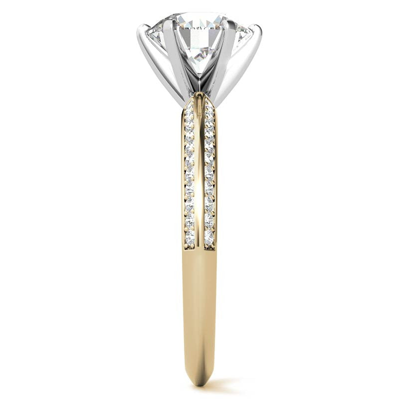 Moissanite & Diamond Knife Edge Engagement Ring (0.24ct)