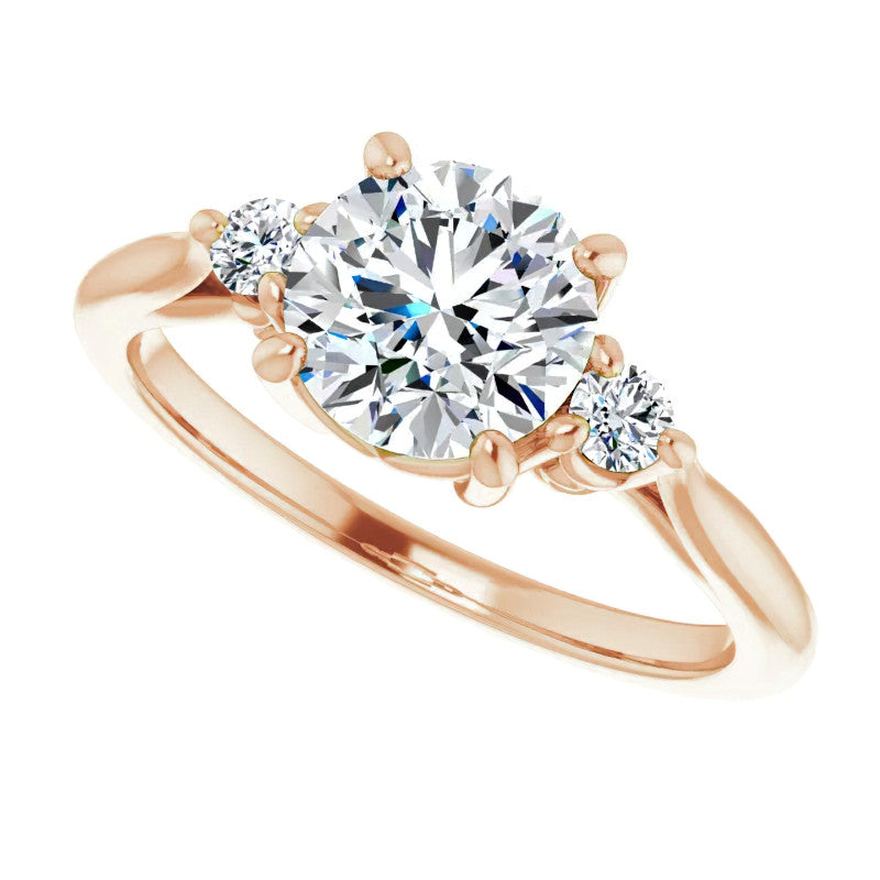 Round Three-Stone Cathedral Moissanite Engagement Ring