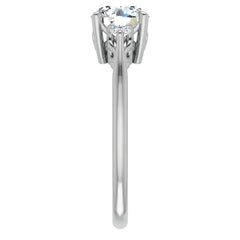Round Three-Stone Cathedral Moissanite Engagement Ring
