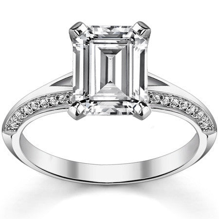 Moissanite & Diamond Split Shank Knife Edge Engagement Ring