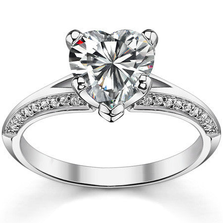 Moissanite & Diamond Split Shank Knife Edge Engagement Ring