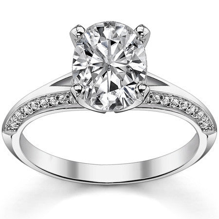 Moissanite & Diamond Split Shank Knife Edge Engagement Ring