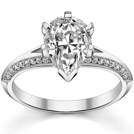 Moissanite & Diamond Split Shank Knife Edge Engagement Ring