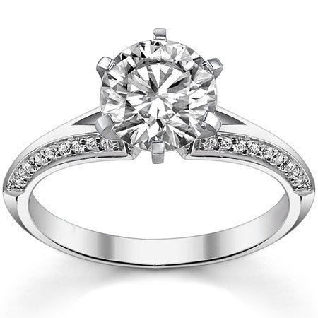 Moissanite & Diamond Split Shank Knife Edge Engagement Ring