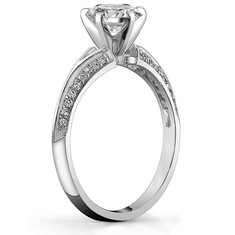 Moissanite & Diamond Split Shank Knife Edge Engagement Ring