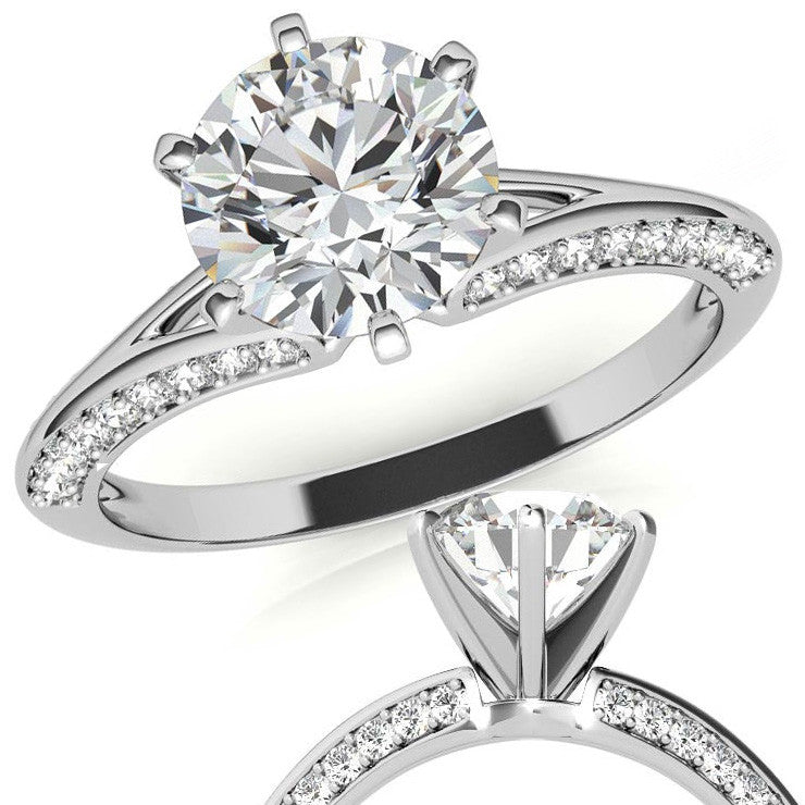 Moissanite & Diamond Split Shank Knife Edge Engagement Ring