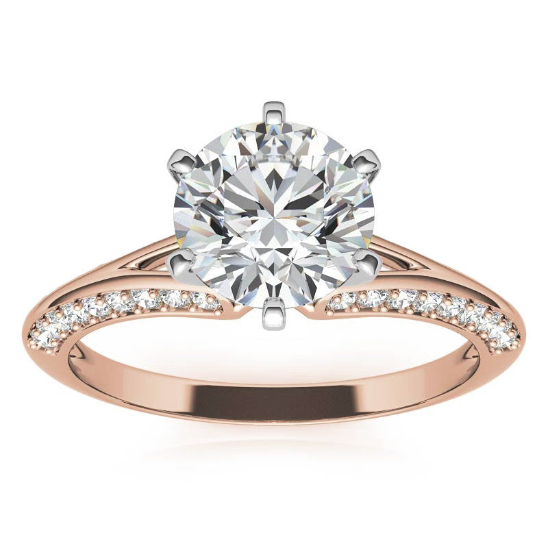 Moissanite & Diamond Split Shank Knife Edge Engagement Ring