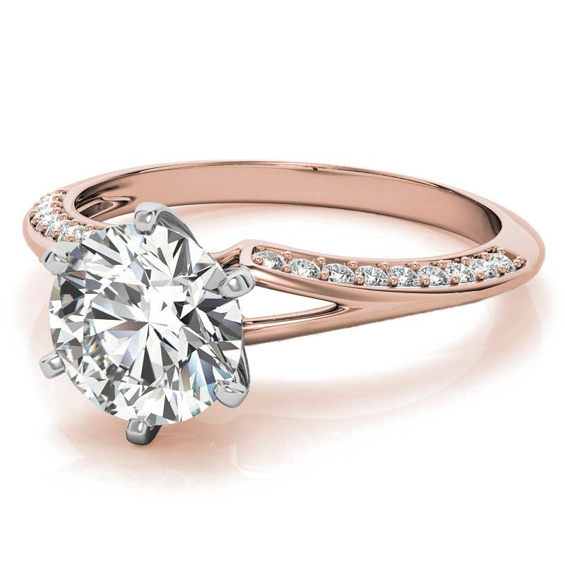 Moissanite & Diamond Split Shank Knife Edge Engagement Ring