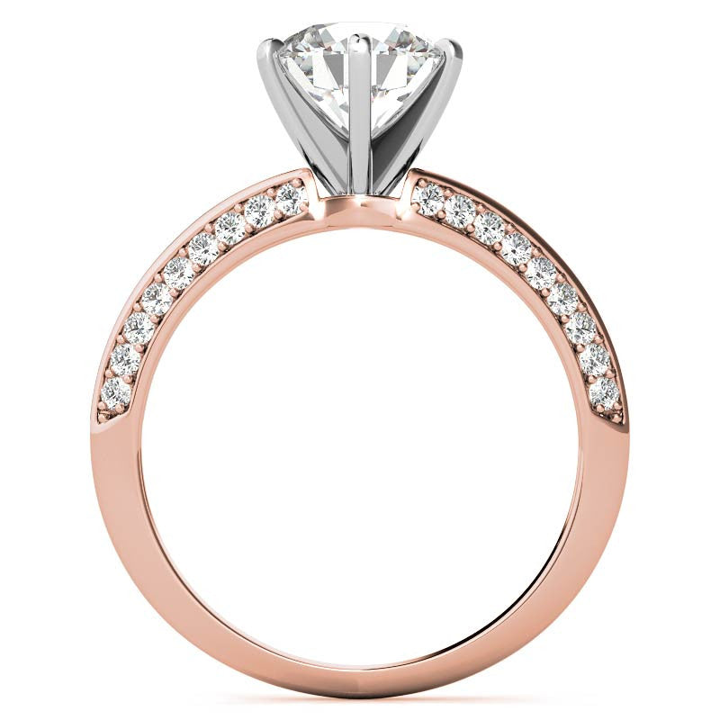 Moissanite & Diamond Split Shank Knife Edge Engagement Ring