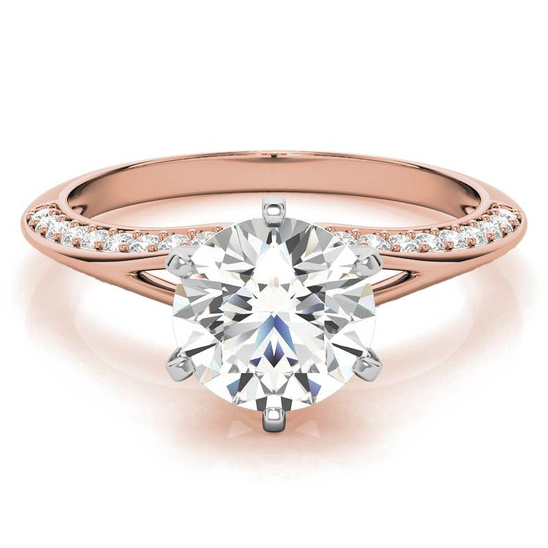 Moissanite & Diamond Split Shank Knife Edge Engagement Ring