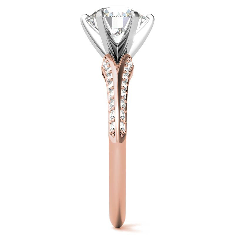 Moissanite & Diamond Split Shank Knife Edge Engagement Ring
