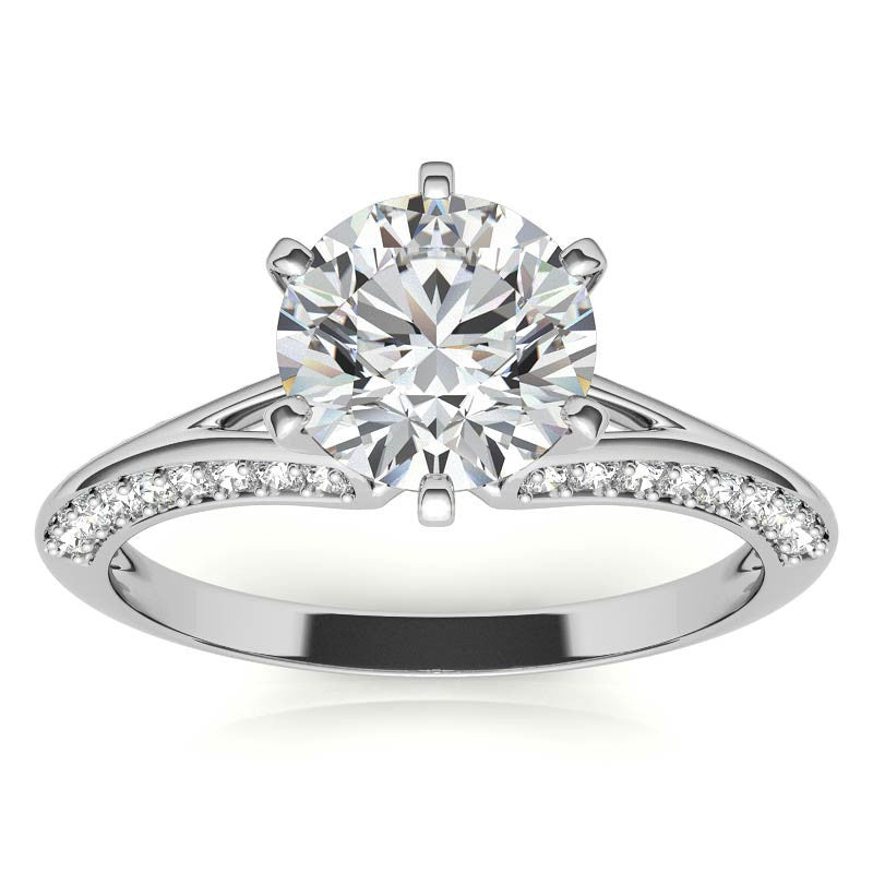 Moissanite & Diamond Split Shank Knife Edge Engagement Ring