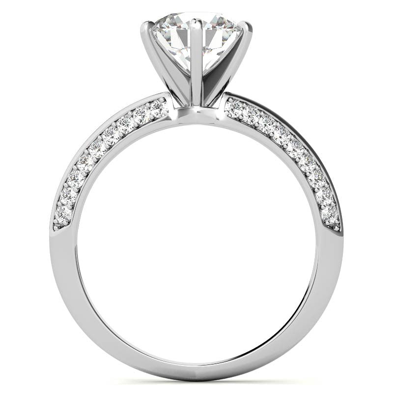 Moissanite & Diamond Split Shank Knife Edge Engagement Ring