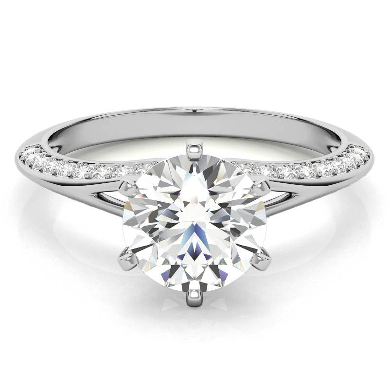 Moissanite & Diamond Split Shank Knife Edge Engagement Ring