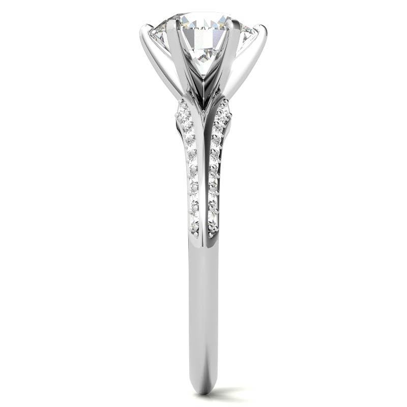 Moissanite & Diamond Split Shank Knife Edge Engagement Ring