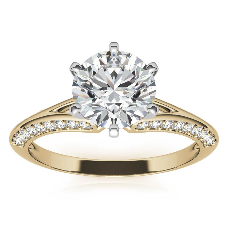 Moissanite & Diamond Split Shank Knife Edge Engagement Ring