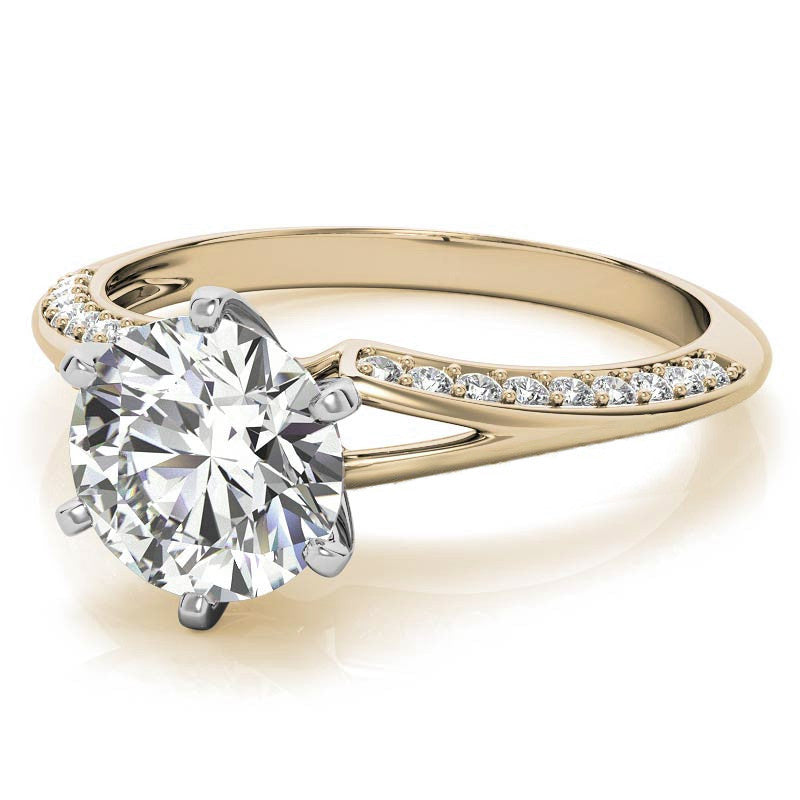 Moissanite & Diamond Split Shank Knife Edge Engagement Ring