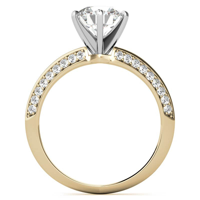 Moissanite & Diamond Split Shank Knife Edge Engagement Ring