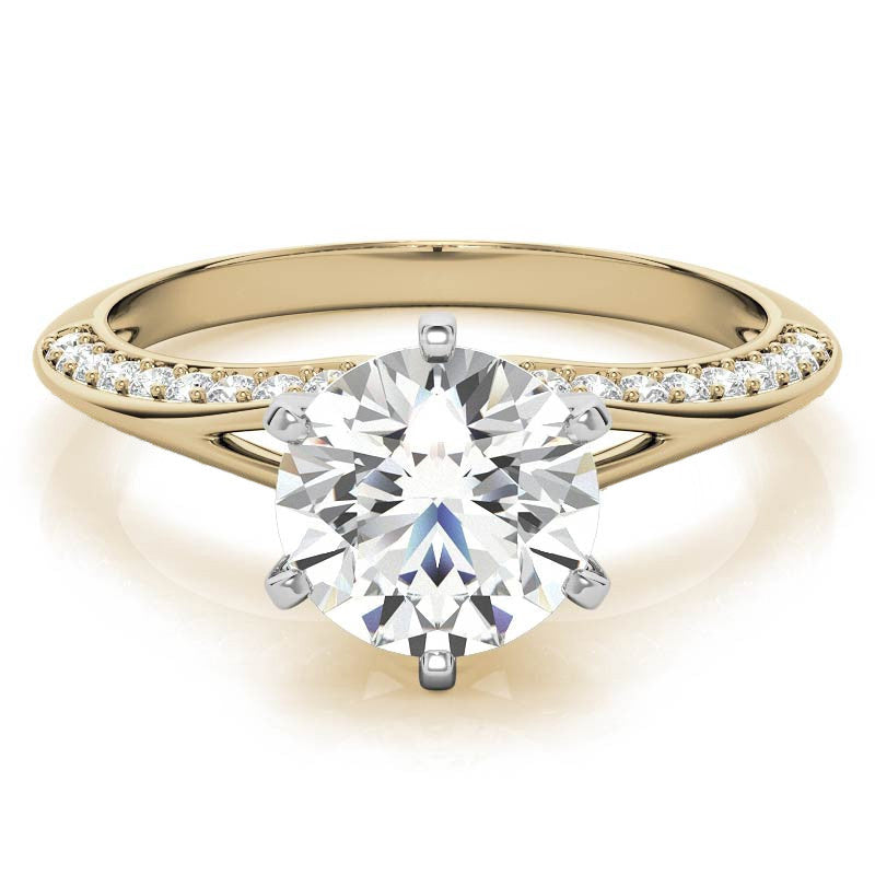 Moissanite & Diamond Split Shank Knife Edge Engagement Ring
