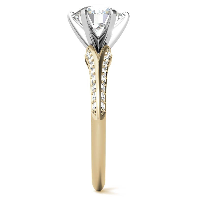 Moissanite & Diamond Split Shank Knife Edge Engagement Ring